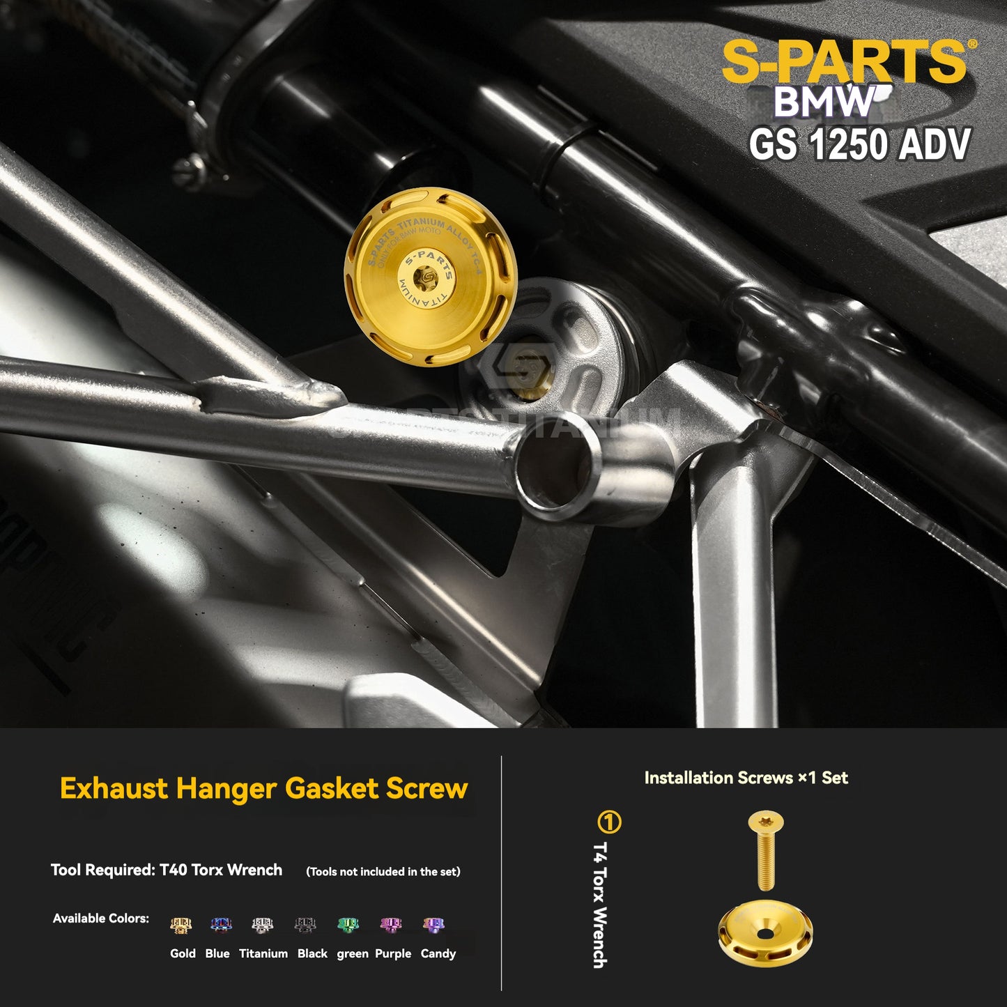 SPARTS Titanium Engine Cover, Exhaust & Crash Bar Bolt Kit for BMW R1250GS / ADV