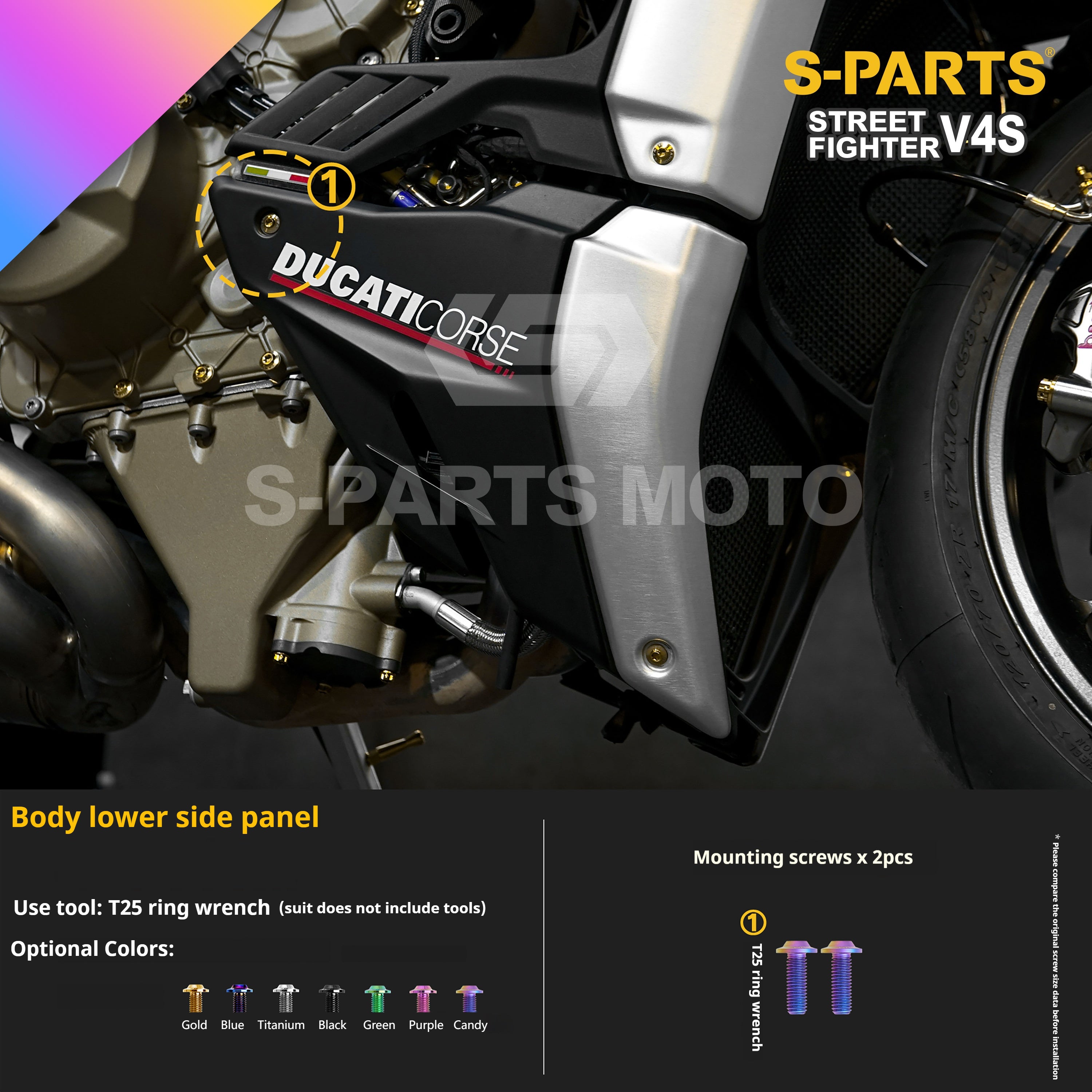 SPARTS Titanium Bolt Kit for Ducati Streetfighter V4S – Candy Color Upgrade