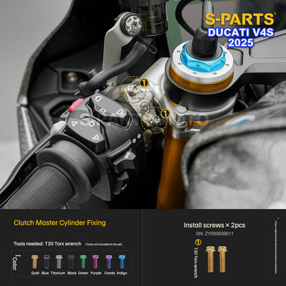 S-PARTS Titanium Front Fairing and Cockpit Fastener Kit for Ducati Panigale V4S 2025