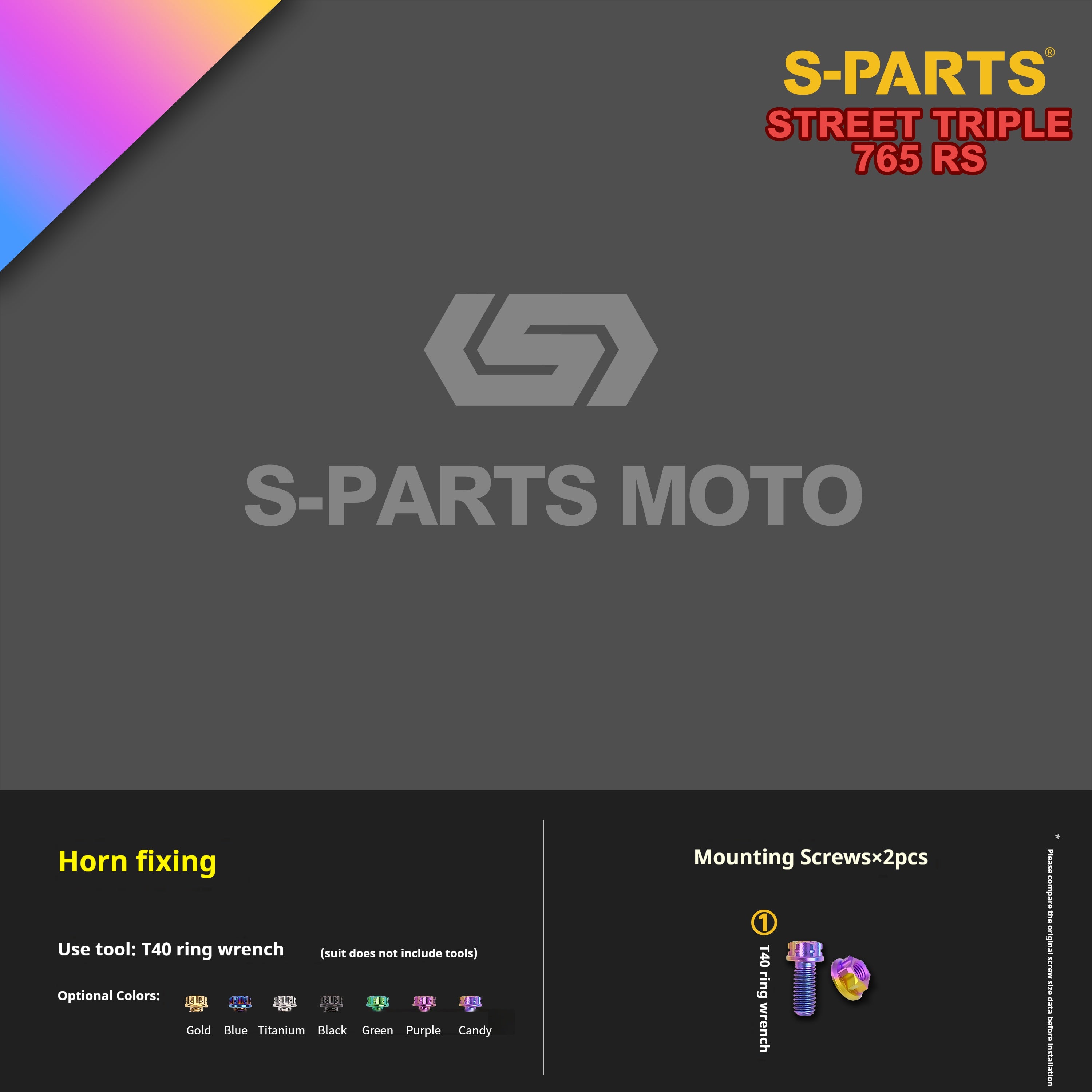 SPARTS Titanium Screw Set for Triumph Street Triple RS – Custom Candy Color & CNC Titanium Upgrade Kit