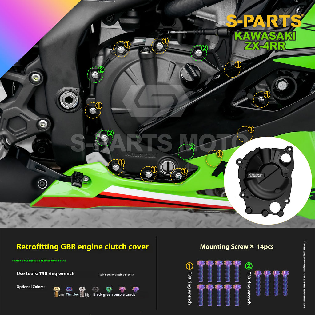 SPARTS Titanium Bolt Kit for Kawasaki ZX-4RR 2023 – Custom Candy Color & CNC Titanium Upgrade Kit- 2/2