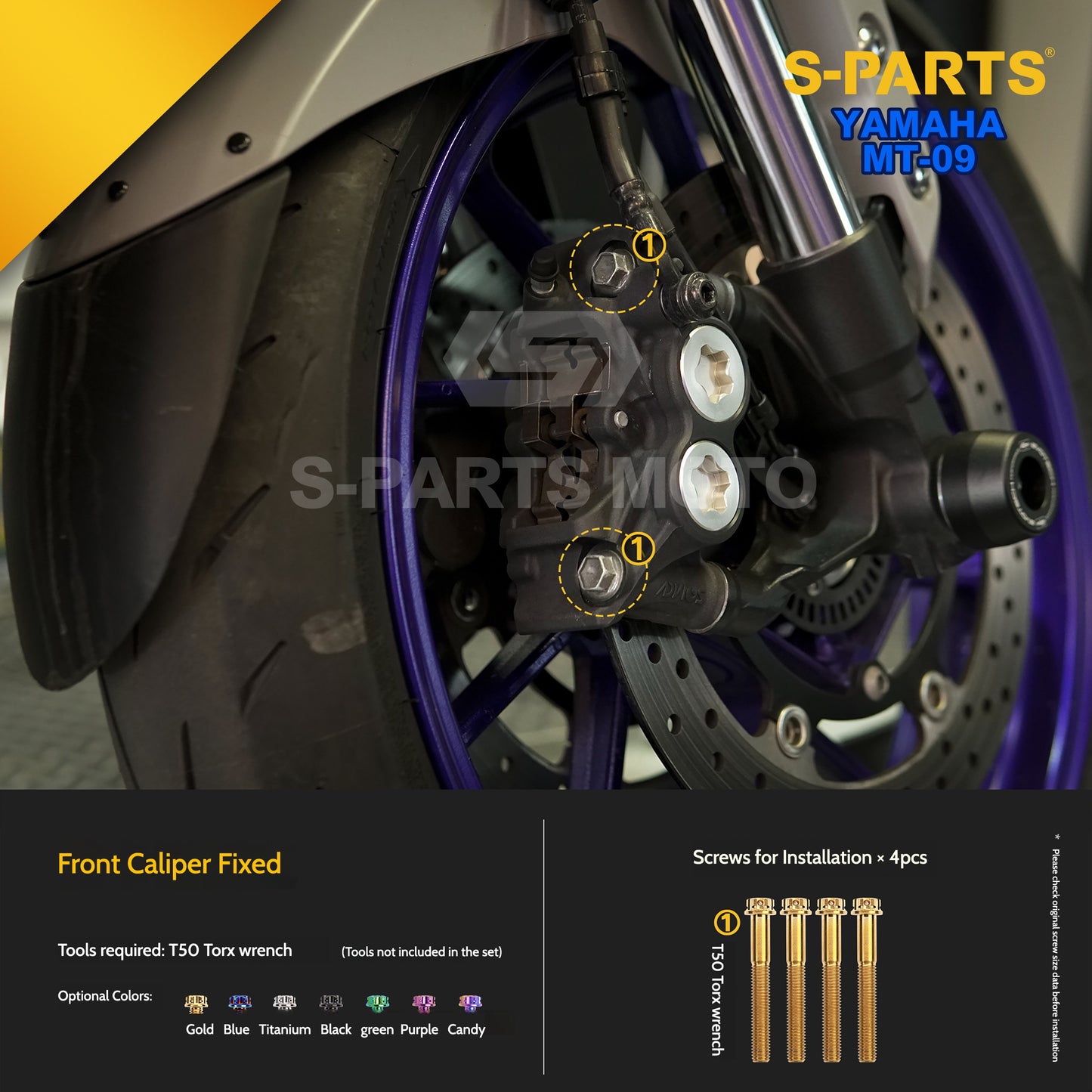SPARTS Titanium Front Braking & Chassis Performance Fasteners Kit for Yamaha MT-09