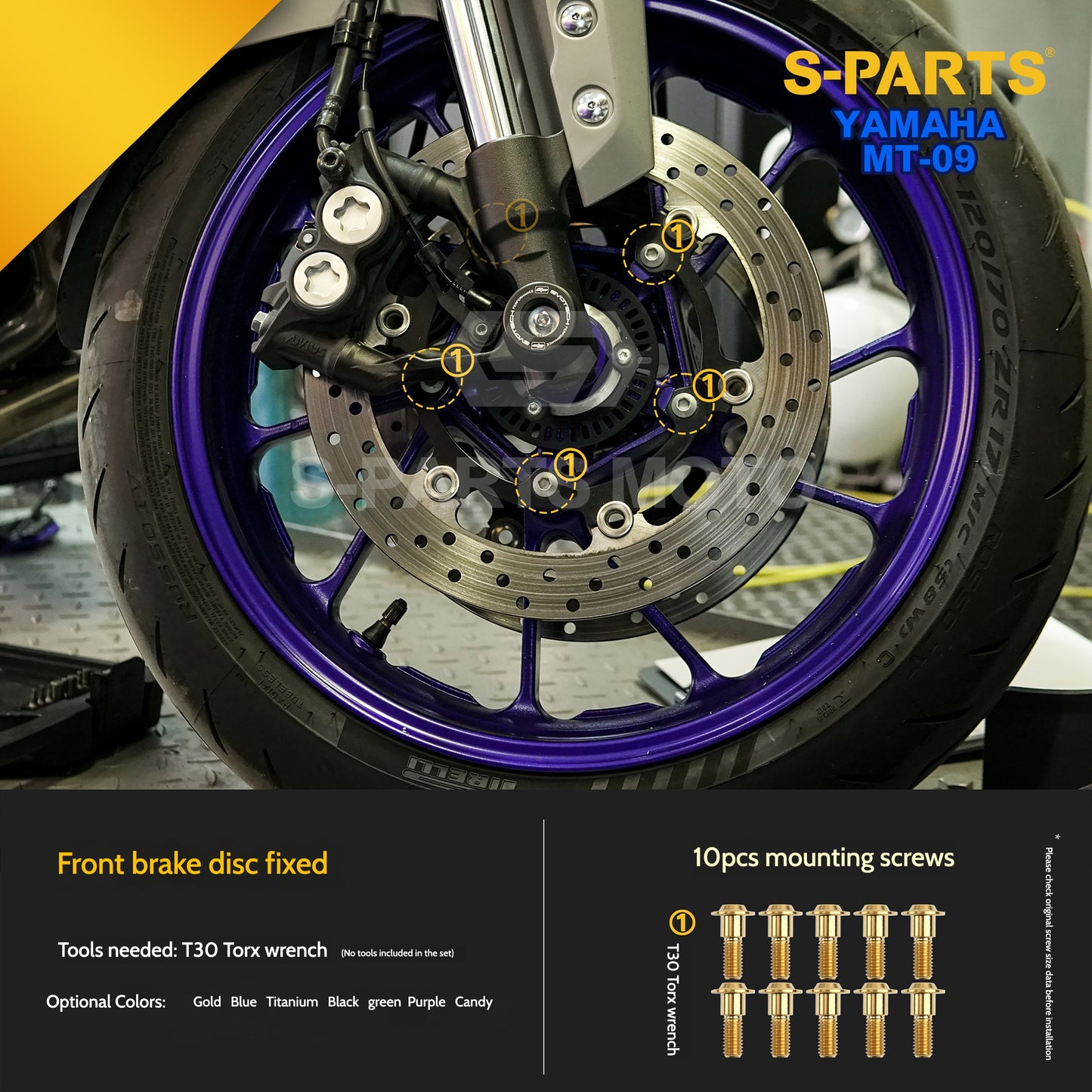SPARTS Titanium Front Braking & Chassis Performance Fasteners Kit for Yamaha MT-09