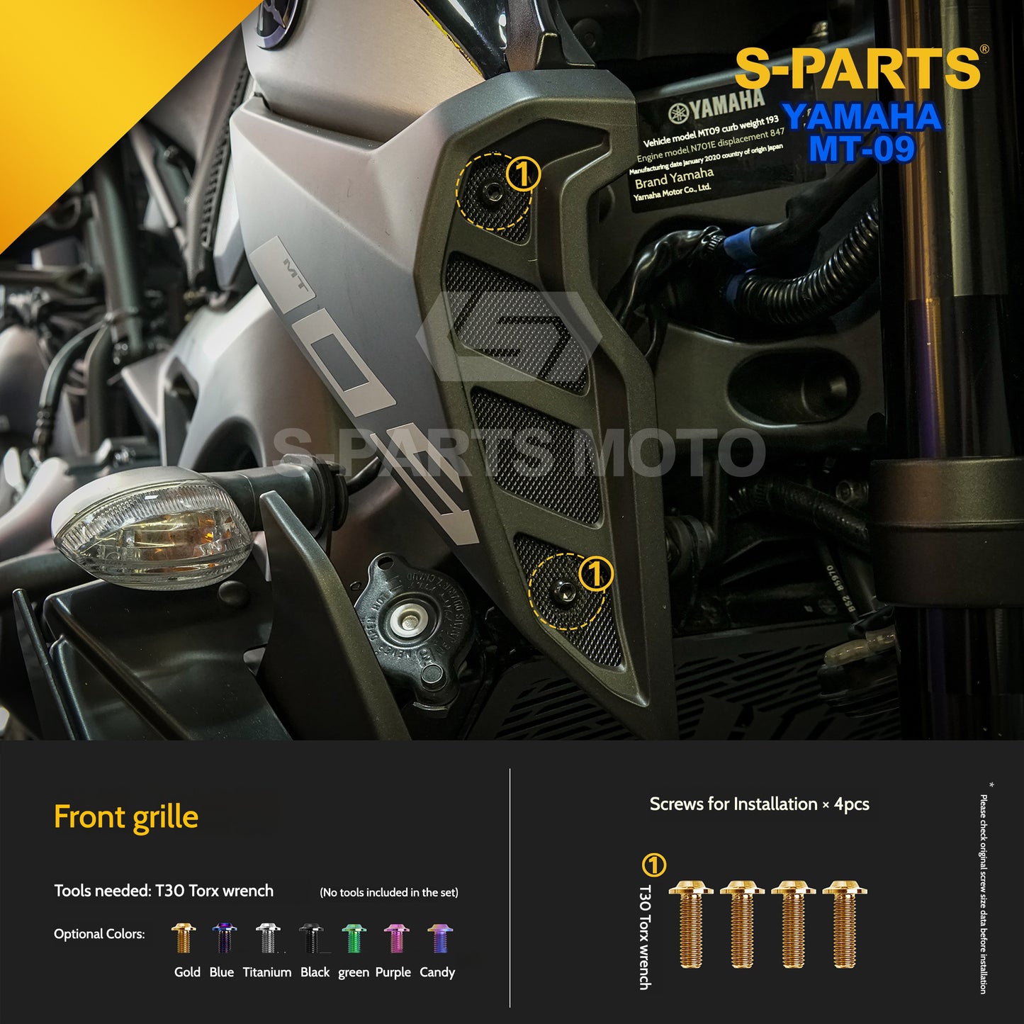 SPARTS Titanium Bodywork & Footpeg Bolt Kit for Yamaha MT-09