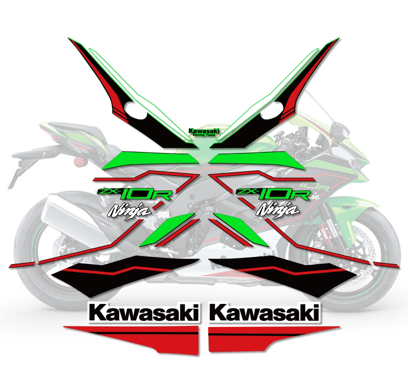 2021 Kawasaki Ninja ZX-10R KRT Full Body Graphics Decal Kit Motorcycle Stickers