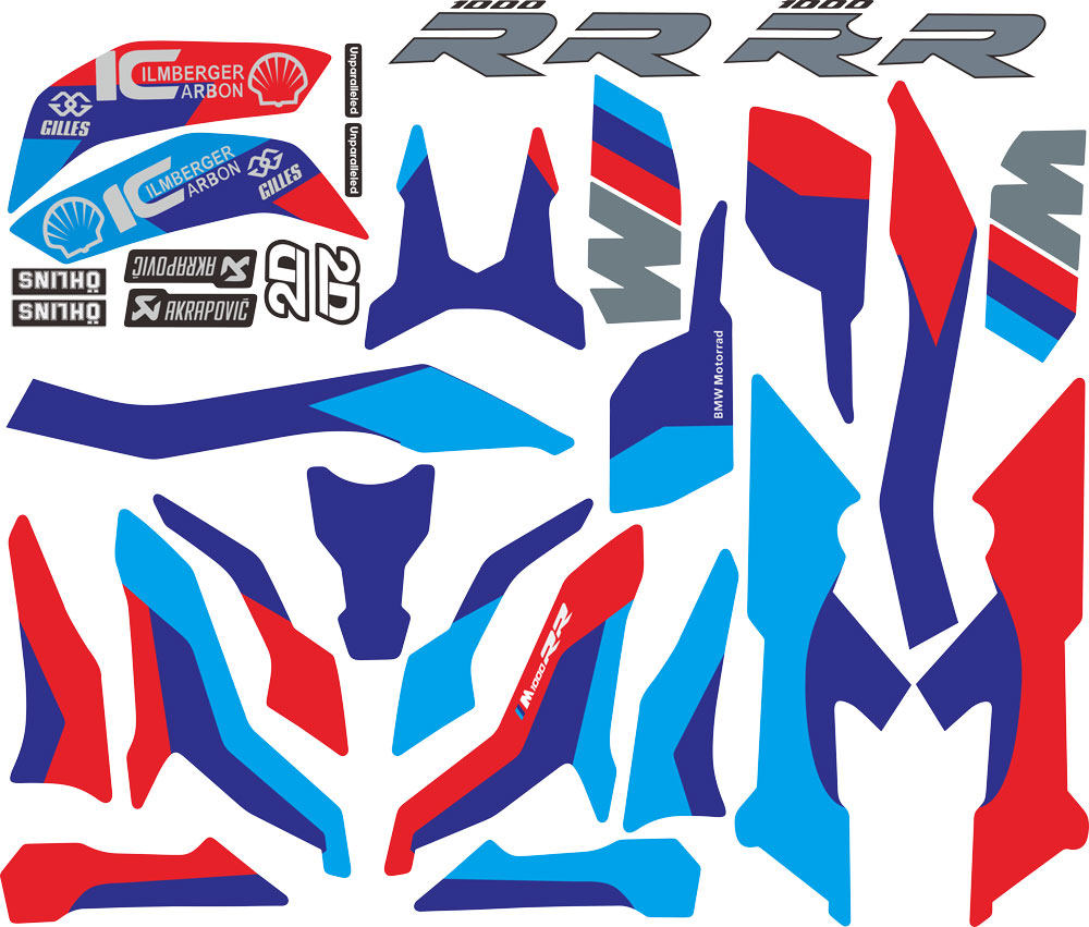 BMW S1000RR M1000RR 2019-2022 Full Body Graphics Kit Tank Decals Waterproof Fairing Stickers Motorcycle Wrap