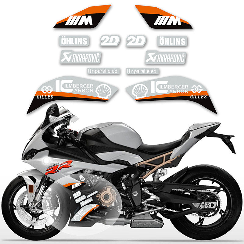 BMW S1000RR (2019–2022) M Package / Double R Track Lower Fairing Decal Kit Motorcycle Racing Graphics Sticker Set