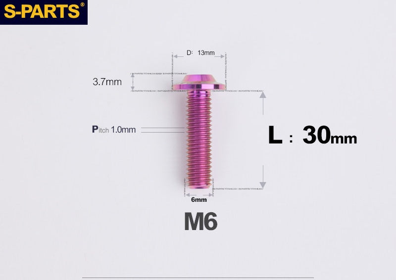 SPARTS A3 Button Head M6 D13 Titanium Bolt for Motorcycle & Bicycle Modification