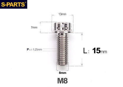 S-PARTS STAN M8 A3 Series Titanium Bolts – Standard Head TC4 Fasteners for Motorcycle & E-Motorcycle