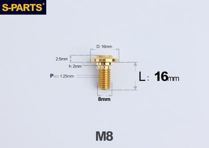 SPARTS M8 Stepped Button Head TC4 Titanium Brake Disc Rotor Bolt