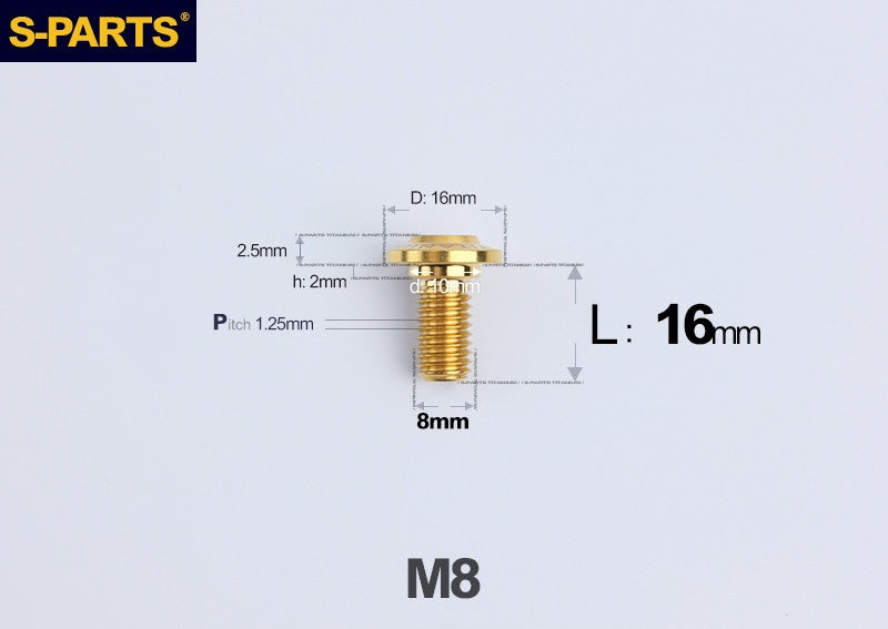 SPARTS M8 Stepped Button Head TC4 Titanium Bolt
