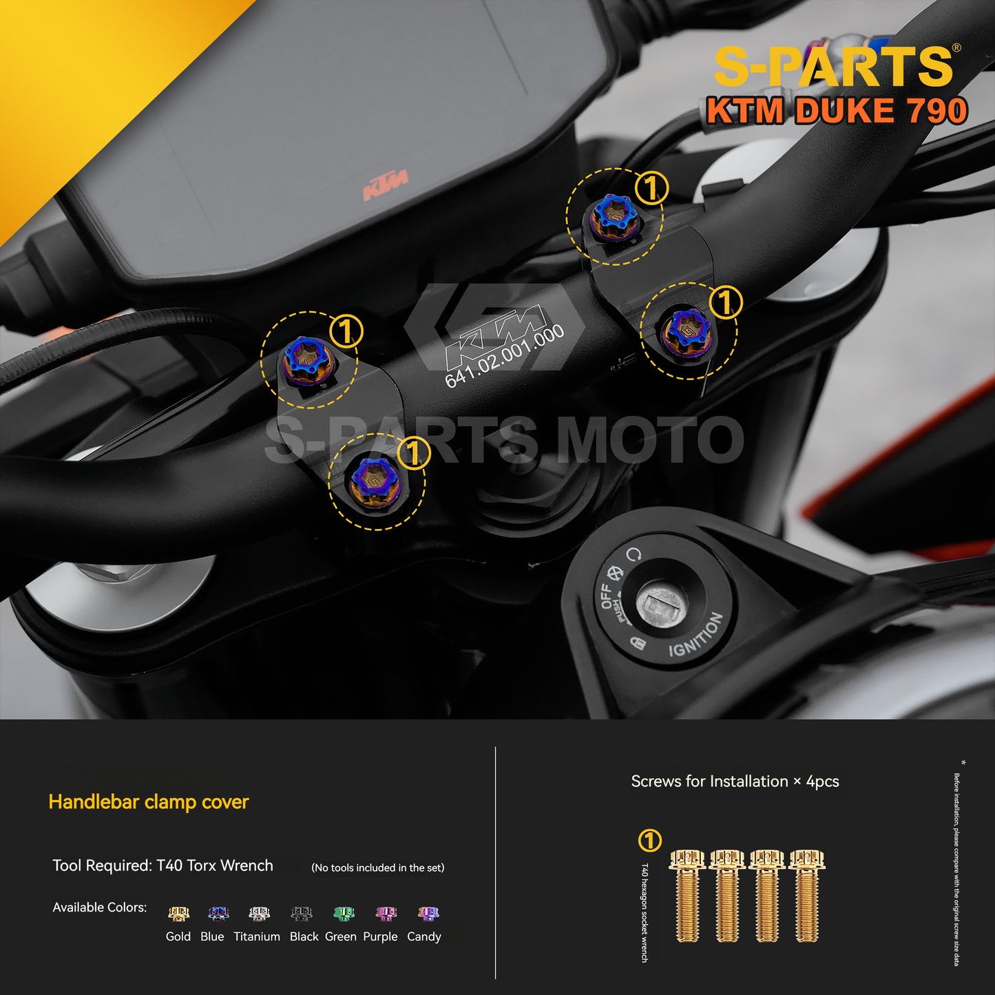 S-parts Titanium Front & Rear Brake / Suspension Bolt Kit for KTM DUKE 790