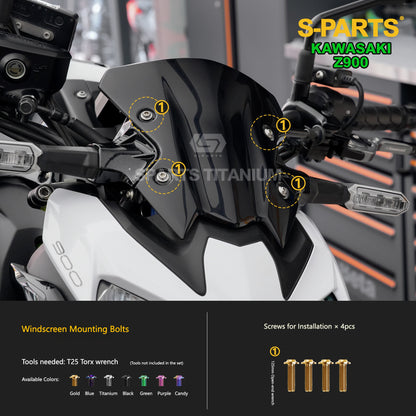S-PARTS Titanium Fasteners Bodywork, Fairing & Footpeg Bolt Kit for Kawasaki Z900
