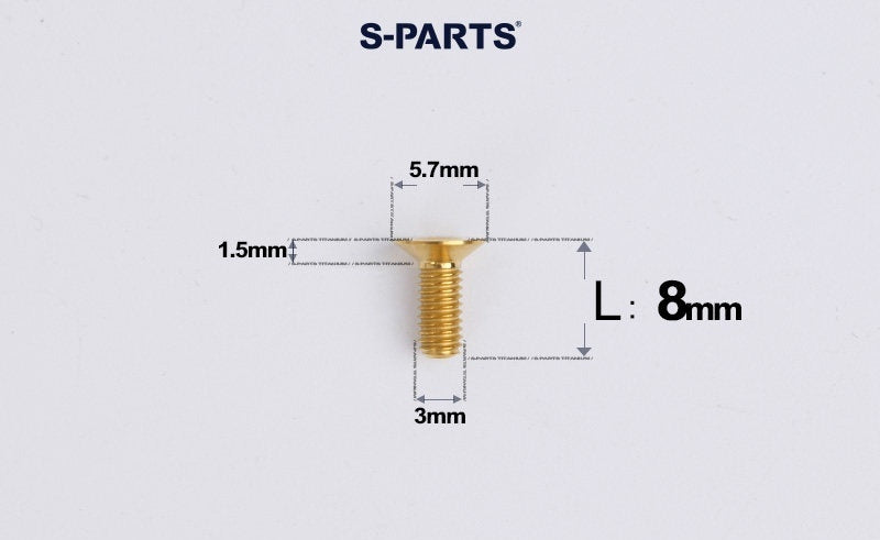 SPARTS Series M3 L6-30 Countersunk Titanium Bolt