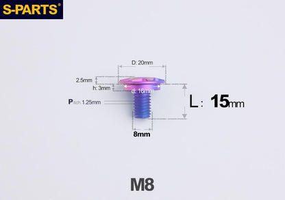 SPARTS M8 Stepped Button Head TC4 Titanium Bolt