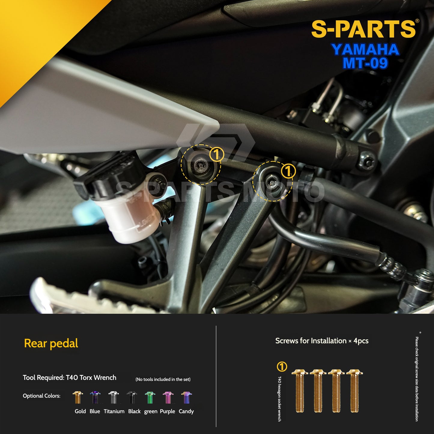 SPARTS Titanium Bodywork & Footpeg Bolt Kit for Yamaha MT-09