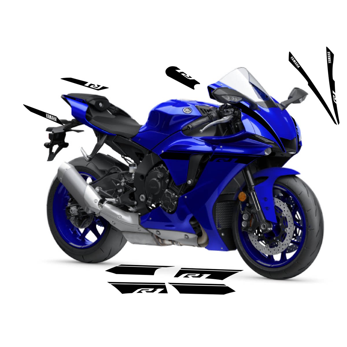2023 Yamaha YZF-R1 Full Body Stripe Cutout Graphics Decals Motorcycle Fairing Stickers
