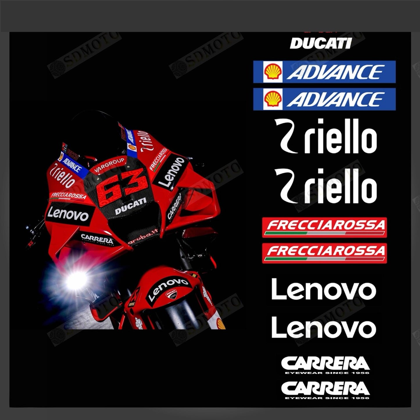 Ducati Panigale V2 / V4 / 848 / 899 / 959 / 1098 / 1199 / 1299 MotoGP Motorcycle Decals & Fairing Stickers