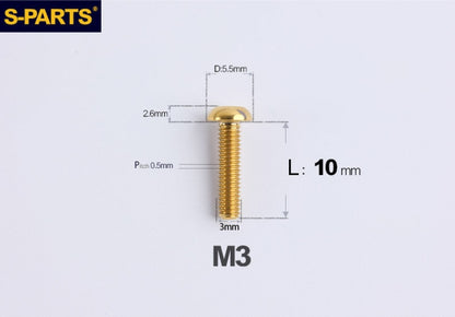 SPARTS A2 Button Head M3 Titanium Bolt