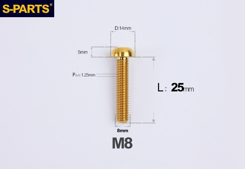 S-PARTS M8 A2 Series TC4 Titanium Bolts – Button Head Fasteners for Bicycle & E-Bike Upgrades
