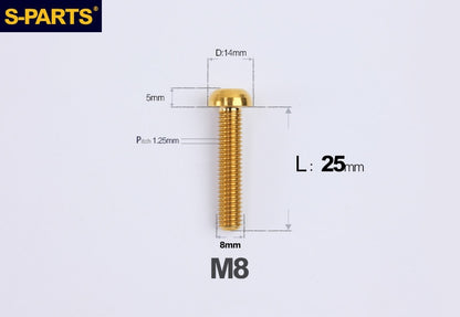 S-PARTS M8 A2 Series TC4 Titanium Bolts – Button Head Fasteners for Bicycle & E-Bike Upgrades