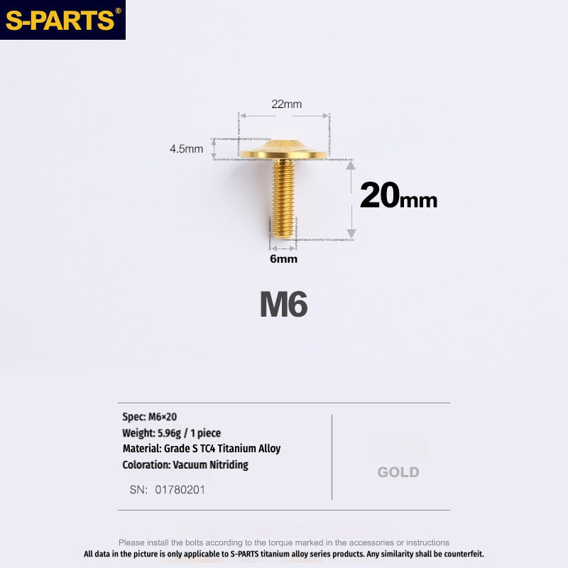 SPARTS Ducati Titanium Seat Bolt M6×20 | TC4 Grade 5 | Lightweight Motorcycle Upgrade