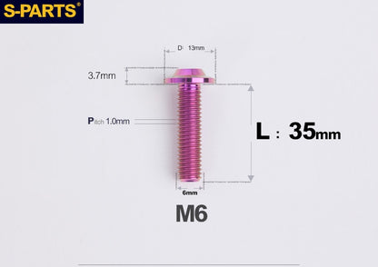 SPARTS A3 Button Head M6 D13 Titanium Bolt for Motorcycle & Bicycle Modification