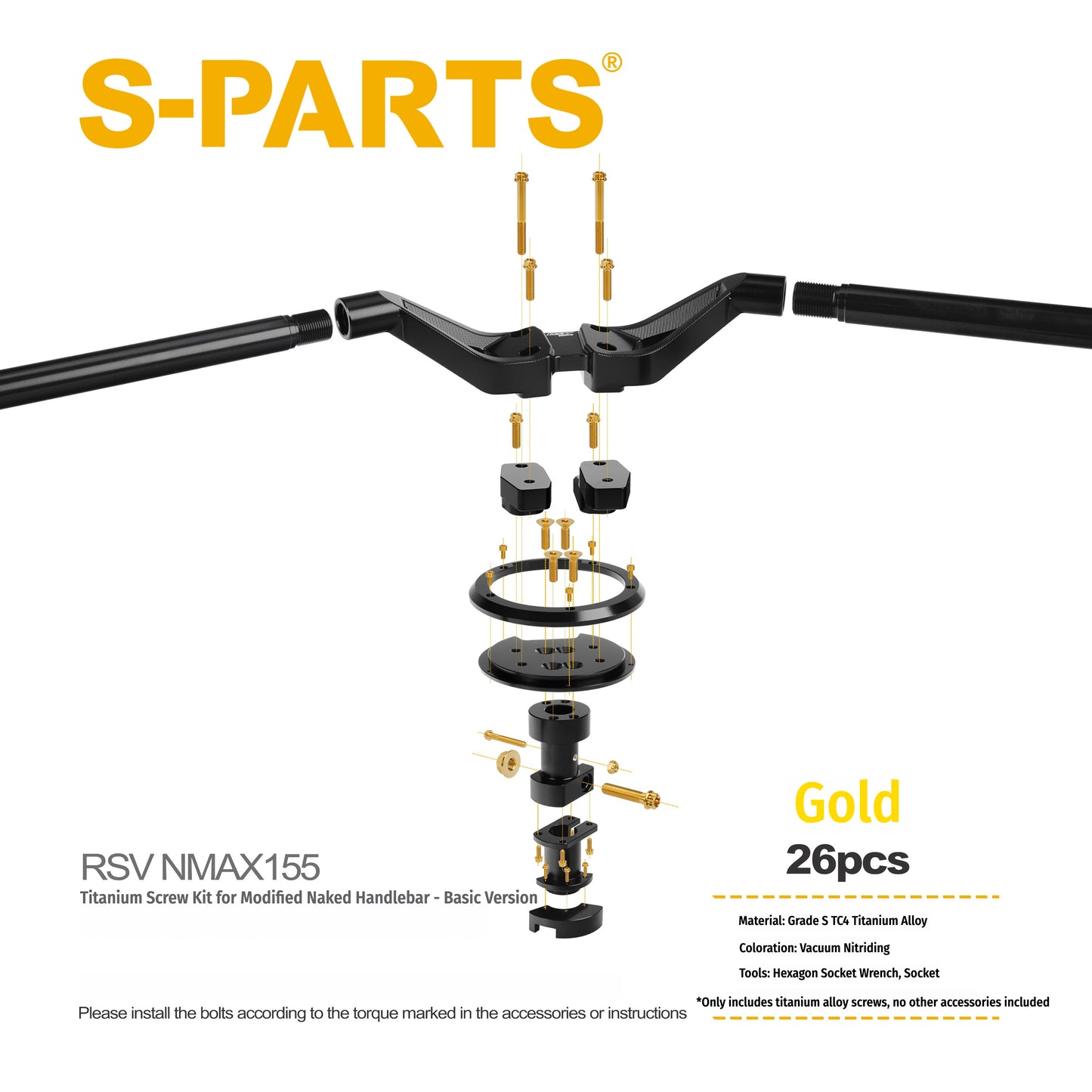 SPARTS RSV NMAX155 Handlebar Conversion Titanium Bolt Upgrade Fastener Kit
