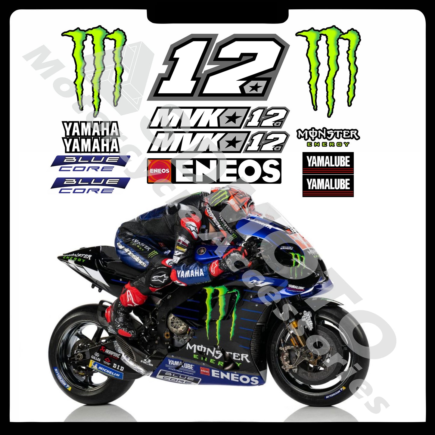 MotoGP Race Style Decal Kit for Yamaha R1 R25 R3 R6 (2019-2021) | Waterproof Reflective PVC Stickers