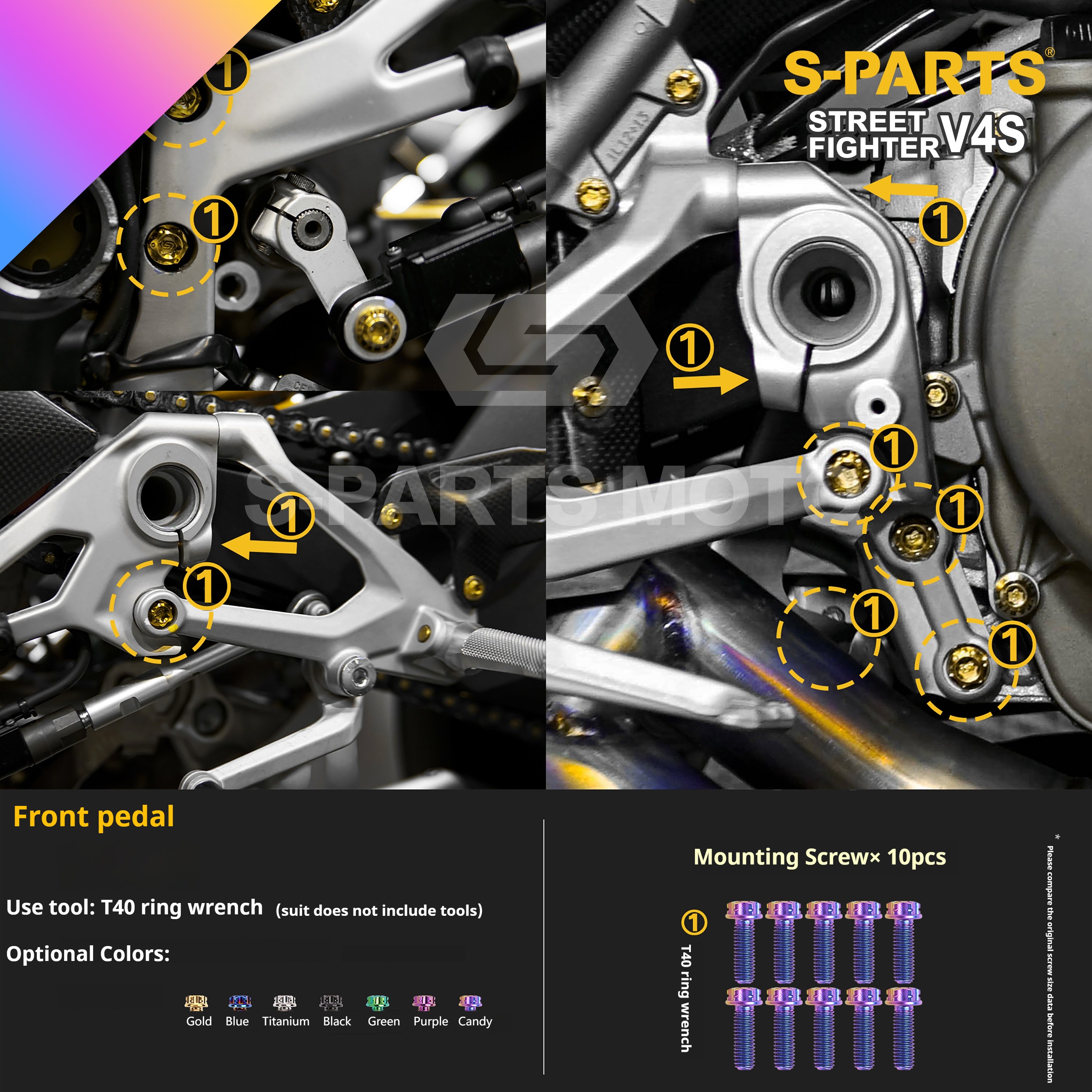 SPARTS Titanium Bolt Kit for Ducati Streetfighter V4S – Candy Color Upgrade