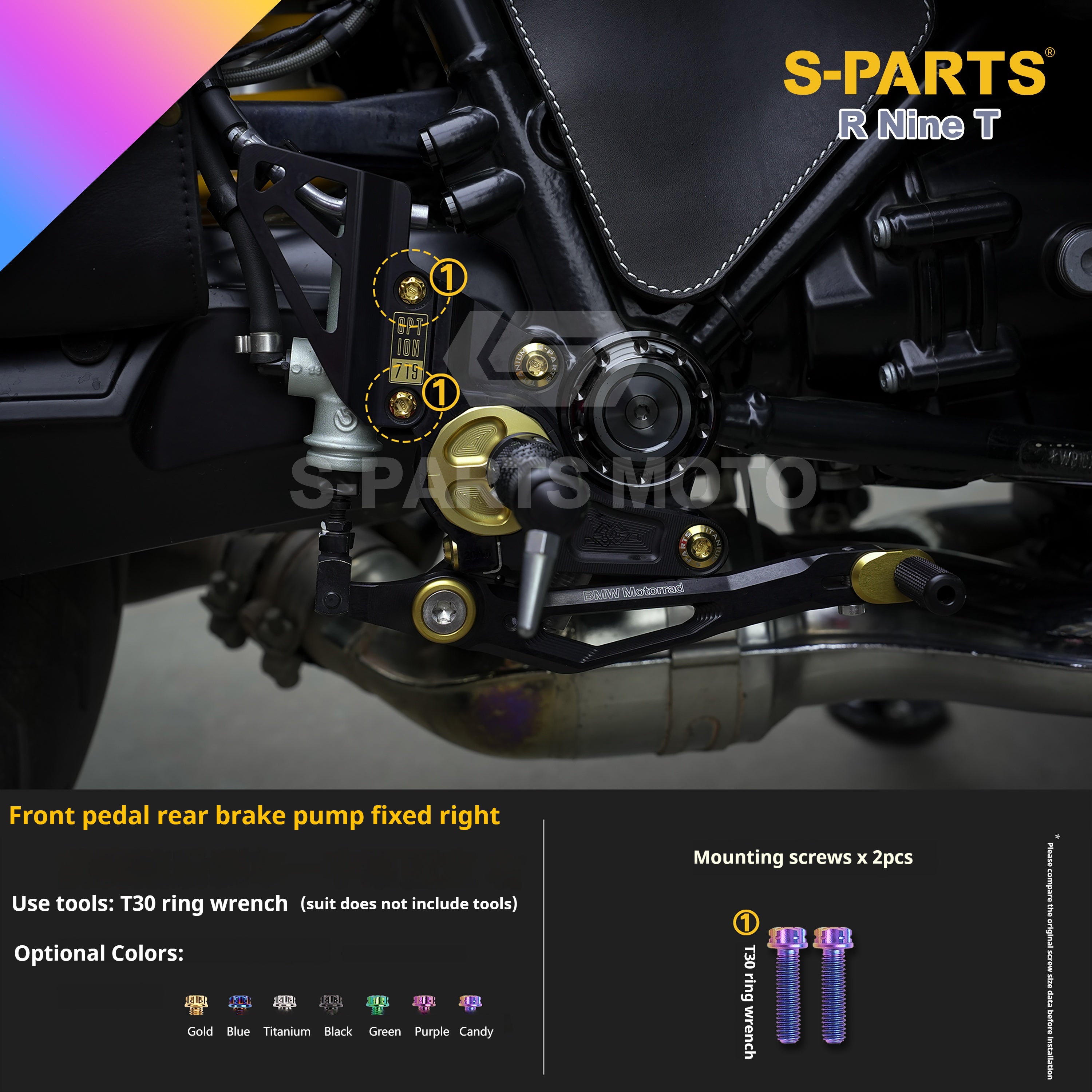 SPARTS BMW RnineT Titanium Alloy Motorcycle Bolt Upgrade Kit