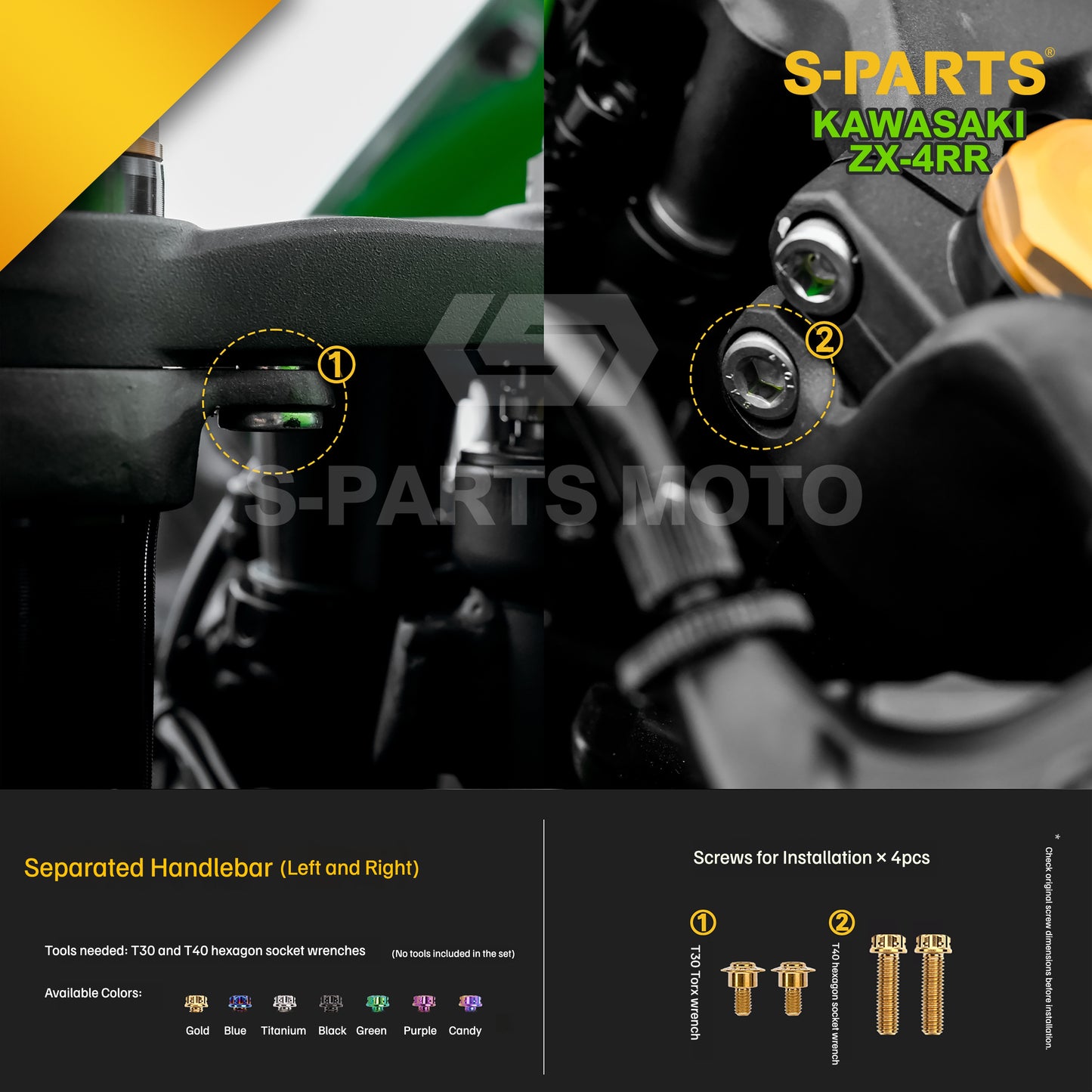 SPARTS TC4 Titanium Bolt Kit for Kawasaki ZX-4RR | Motorcycle Titanium Bolt Upgrade