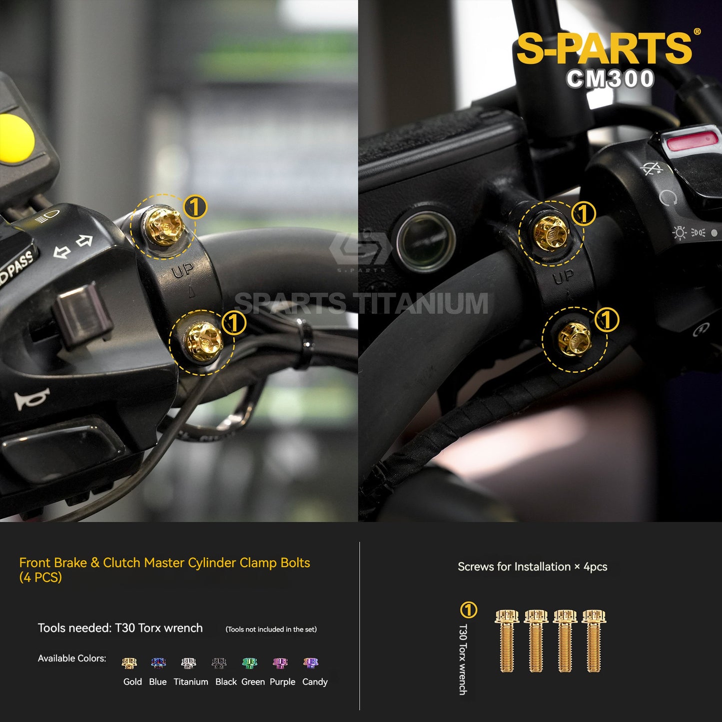 SPARTS Titanium Handlebar, Triple Tree & Suspension Bolt Kit for Honda CM300 / Rebel 300