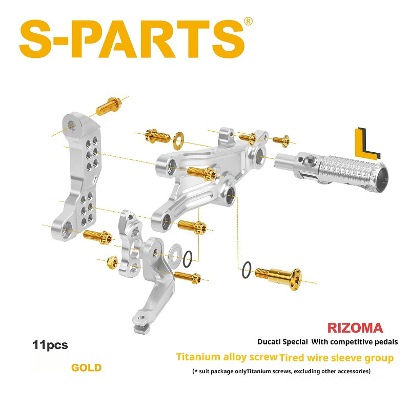 SPARTS Rizoma Footpeg Bolts for Ducati – Custom Left & Right Footpeg Bolts in Titanium & Other Color Options
