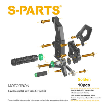 SPARTS Titanium Bolts for MOTO TRON Kawasaki Z900 Rearset Riser Upgrade Motorcycle Fasteners