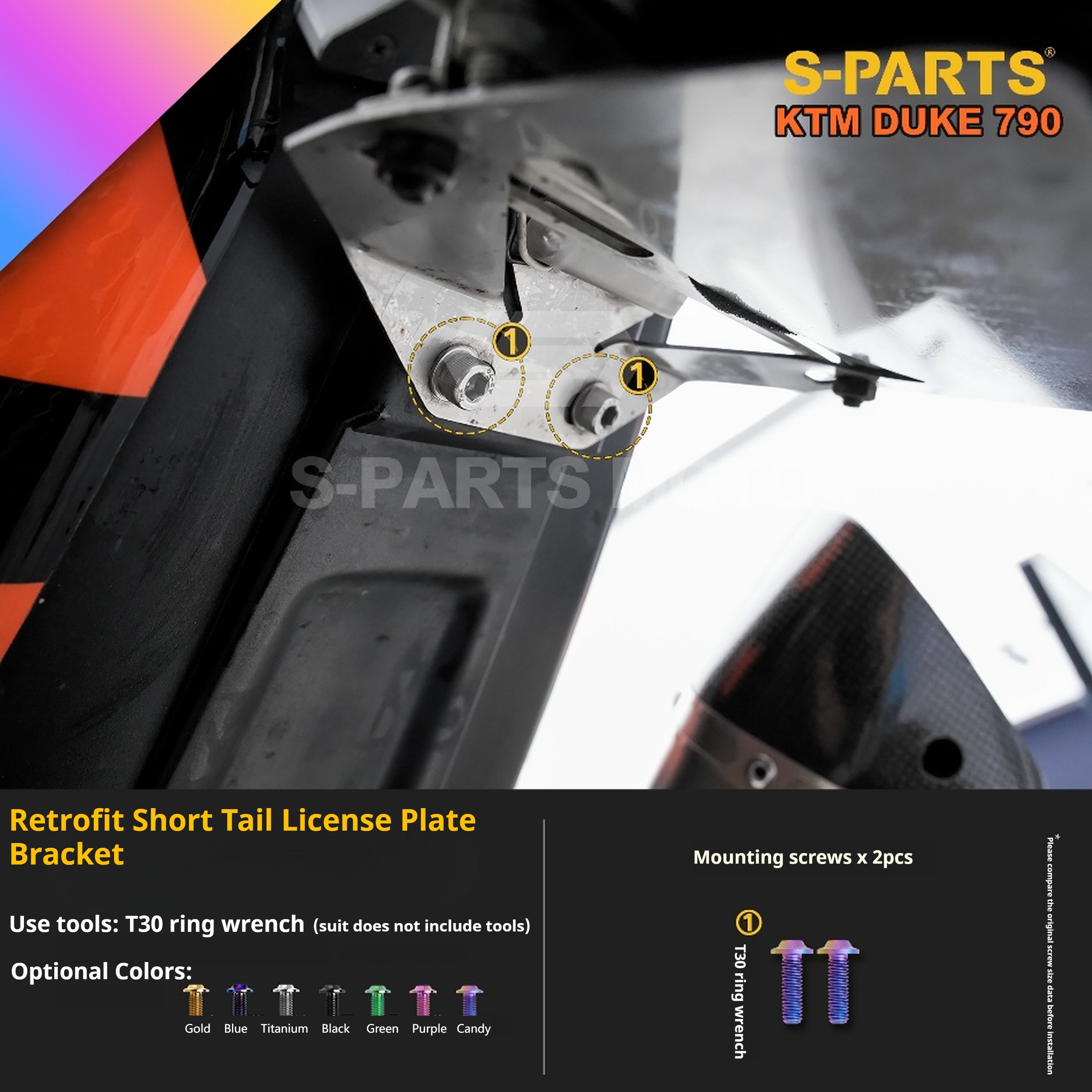 SPARTS TC4 Titanium Bolt Kit Compatible with KTM DUKE 790 – Full Motorcycle Fastener Upgrade