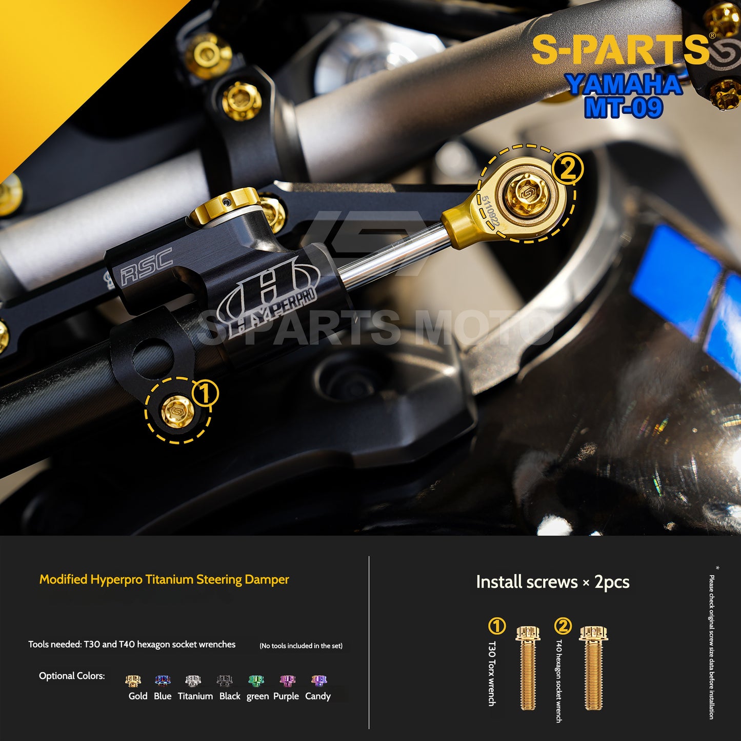 SPART Titanium Cockpit Fasteners & Handlebar Control Hardware Kit for Yamaha MT-09