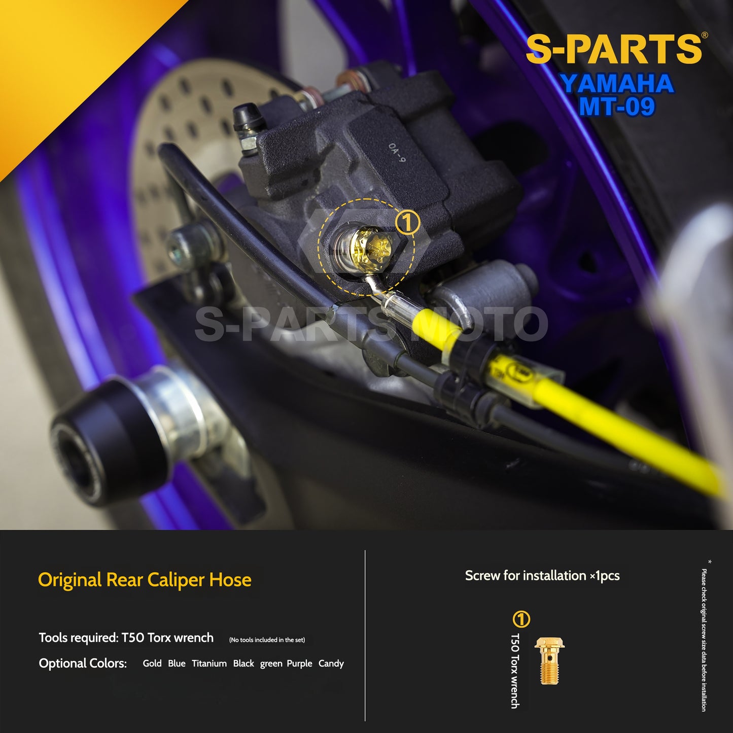SPARTS Titanium Rear Sprocket Nuts & Rear Braking Fasteners Kit for Yamaha MT-09