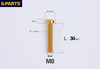 S-PARTS M8 A2 Series TC4 Titanium Bolts – Button Head Fasteners for Bicycle & E-Bike Upgrades