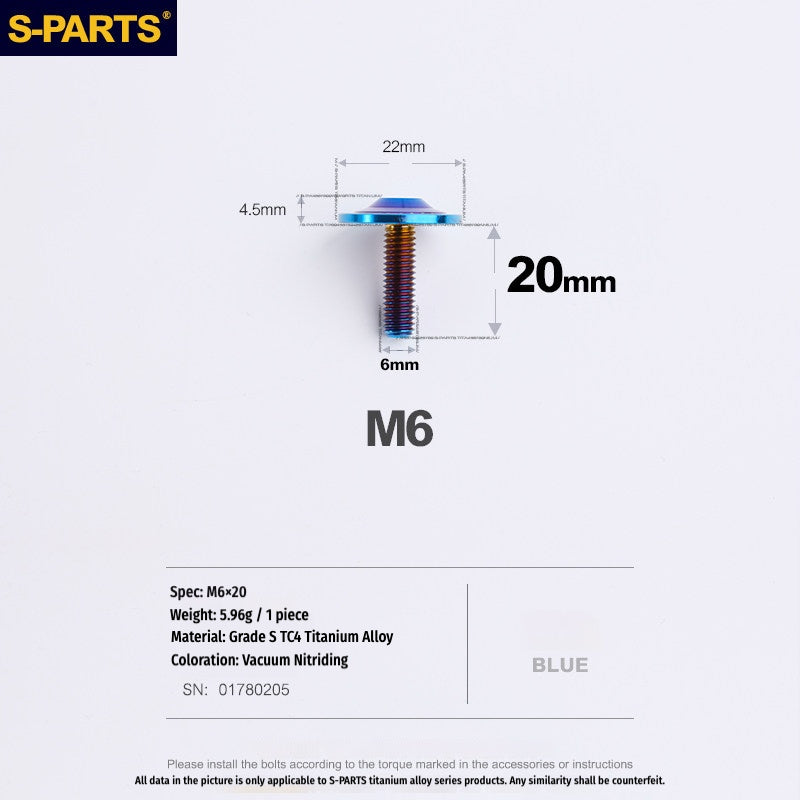 SPARTS Ducati Titanium Seat Bolt M6×20 | TC4 Grade 5 | Lightweight Motorcycle Upgrade