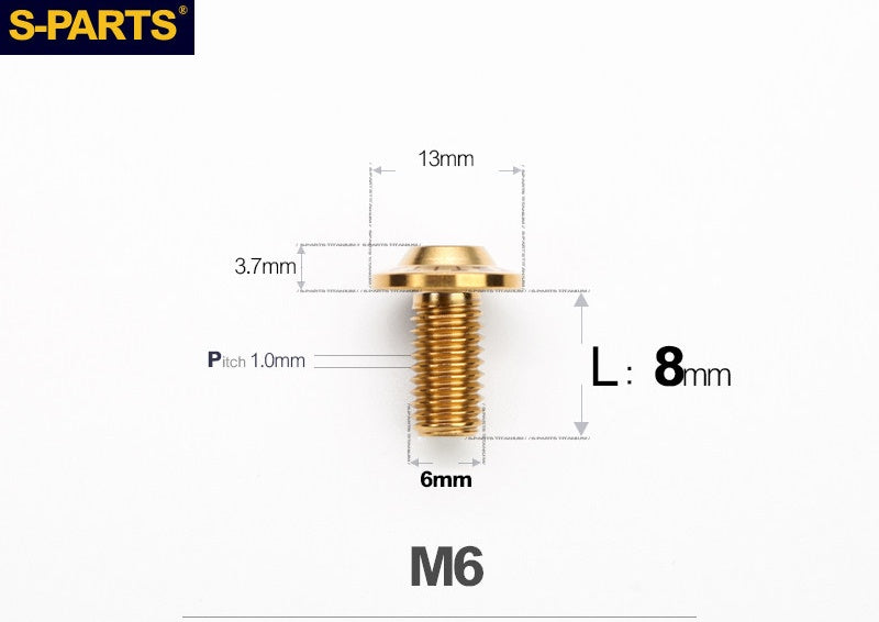 SPARTS A3 Button Head M6 D13 Titanium Bolt for Motorcycle & Bicycle Modification