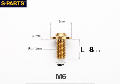 SPARTS A3 Button Head M6 D13 Titanium Bolt for Motorcycle & Bicycle Modification