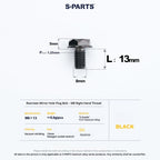 S-PARTS TC4 Titanium Mirror Plug Bolt M8 M10 RH/LH for Motorcycle