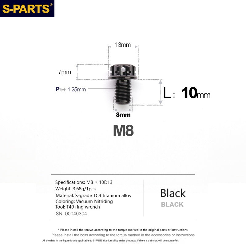 S‑PARTS A3 Series M8 Titanium Bolts｜Lightweight Ti‑6Al‑4V Fasteners for Motorcycles