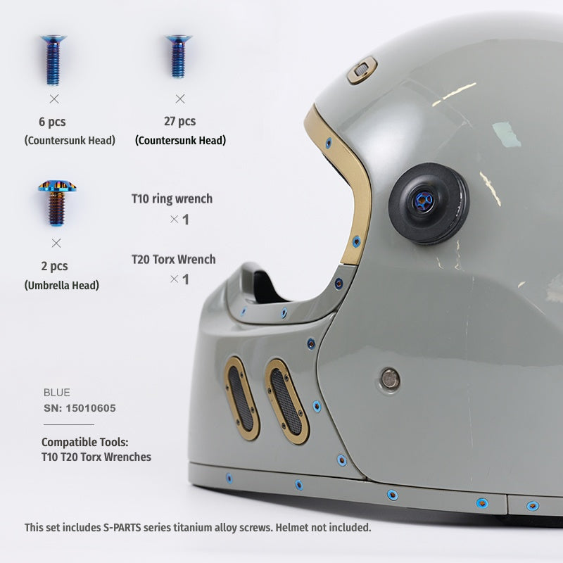 SPARTS Titanium Helmet Screw Set for QWART – CNC Machined Motorcycle Hardware
