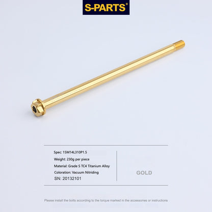SPARTS TC4 Titanium Single-Flange Axle – Ø15mm M14×P1.5 L310mm for Motorcycles & Electric Motorcycles