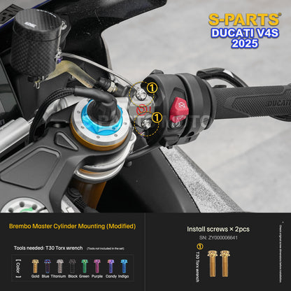 S-PARTS Titanium Front Fairing and Cockpit Fastener Kit for Ducati Panigale V4S 2025