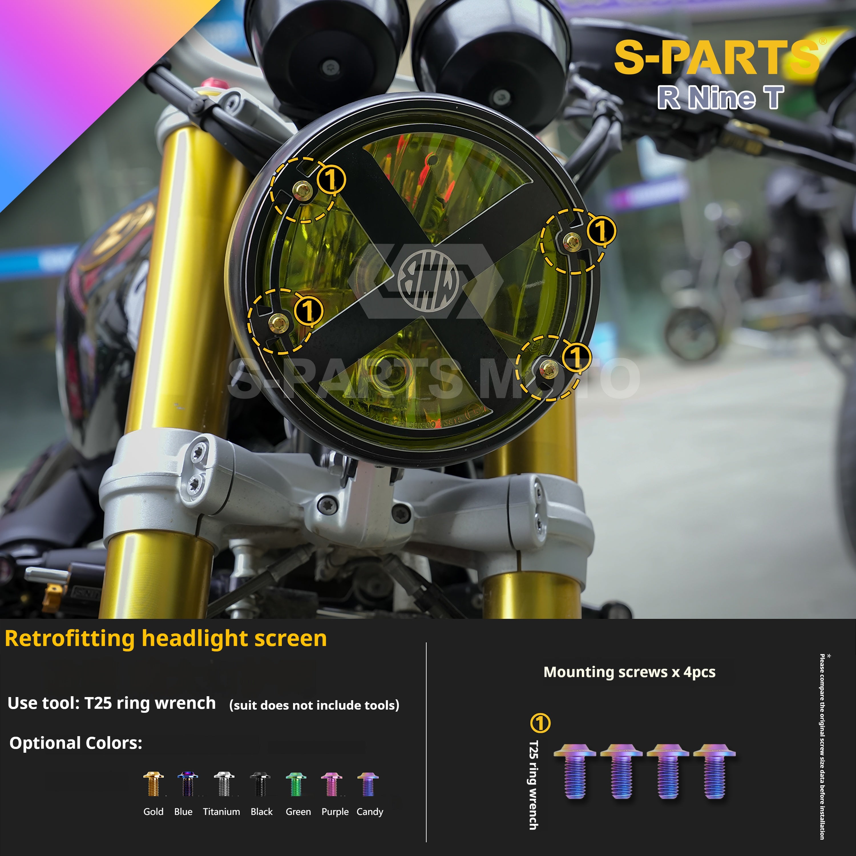 SPARTS BMW RnineT Titanium Alloy Screw Candy Color Kit for Motorcycle Modification