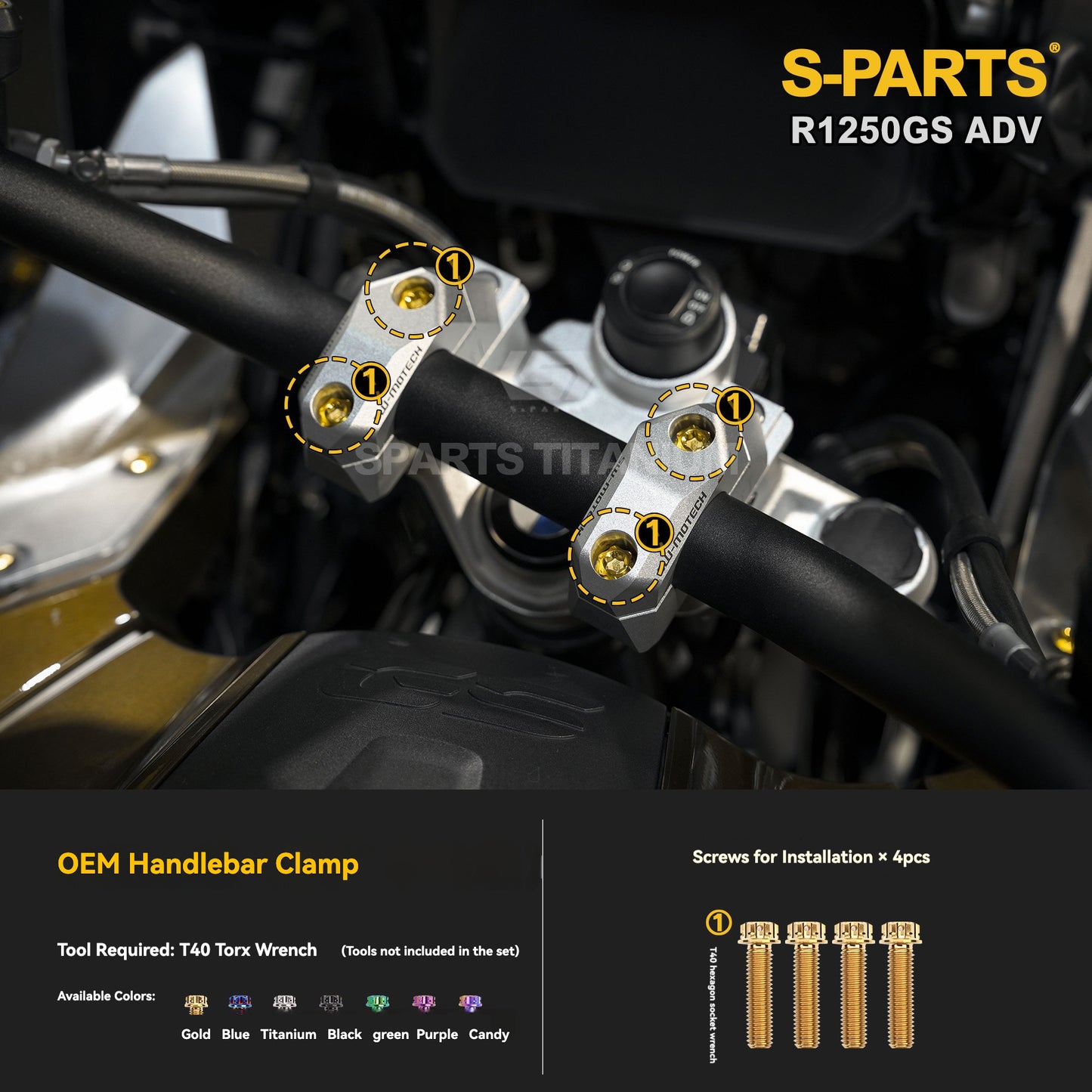 SPARTS Titanium Brake, Suspension & Handlebar Bolt Kit for BMW R1250GS / ADV