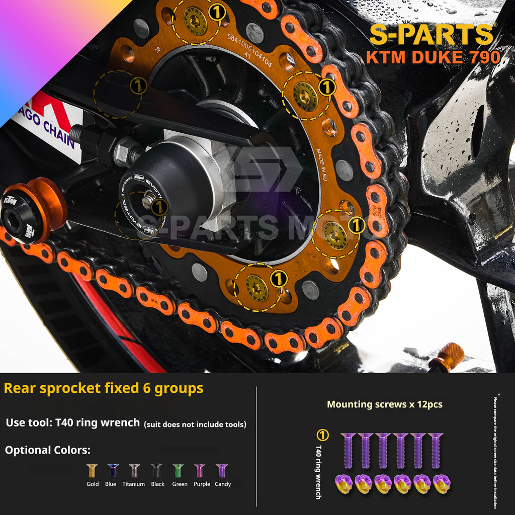 SPARTS Candy Color Titanium Bolt Kit for KTM DUKE 790 Disc Upgrade- Candy color